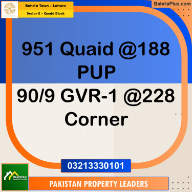 10 Marla Residential Plot for Sale in Sector E - Quaid Block -  Bahria Town, Lahore - (BP-244867)