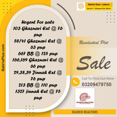 5 Marla Residential Plot for Sale in Sector F - Ghaznavi Ext. Block -  Bahria Town, Lahore - (BP-244874)