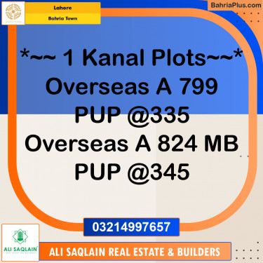 Residential Plot for Sale in Bahria Town, Lahore - (BP-244893)