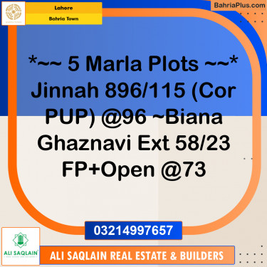 Residential Plot for Sale in Bahria Town, Lahore - (BP-244896)