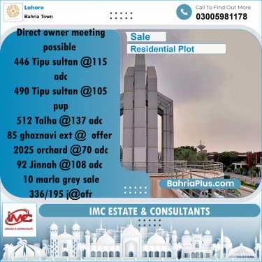 Residential Plot for Sale in Bahria Town, Lahore - (BP-244899)