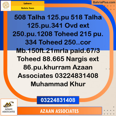 Residential Plot for Sale in Bahria Town, Lahore - (BP-244910)