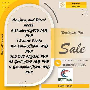 Residential Plot for Sale in Bahria Town, Lahore - (BP-244967)