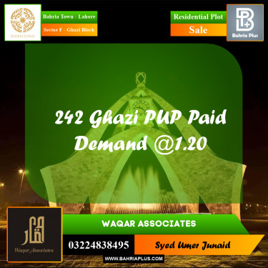Residential Plot for Sale in Sector F - Ghazi Block -  Bahria Town, Lahore - (BP-244983)
