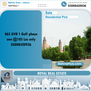 10 Marla Residential Plot for Sale in Golf Phase 1 -  Bahria Town, Lahore - (BP-244990)