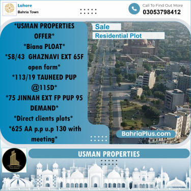Residential Plot for Sale in Bahria Town, Lahore - (BP-244995)