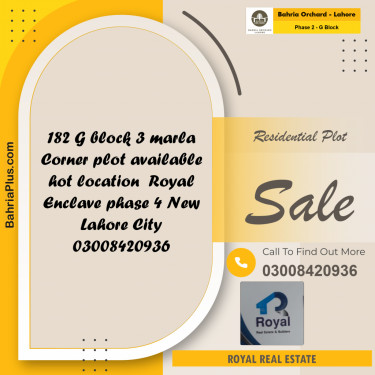 3 Marla Residential Plot for Sale in Phase 2 - G Block -  Bahria Orchard, Lahore - (BP-244999)