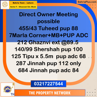 7 Marla Residential Plot for Sale in Sector F - Ghaznavi Ext. Block -  Bahria Town, Lahore - (BP-245013)