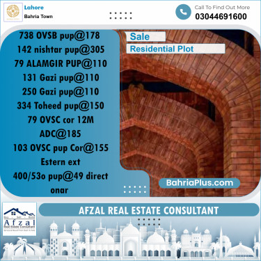 Residential Plot for Sale in Bahria Town, Lahore - (BP-245092)