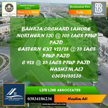 8 Marla Residential Plot for Sale in Phase 2 - C Block -  Bahria Orchard, Lahore - (BP-245100)