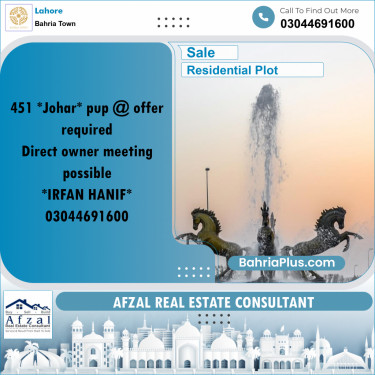 Residential Plot for Sale in Bahria Town, Lahore - (BP-245119)