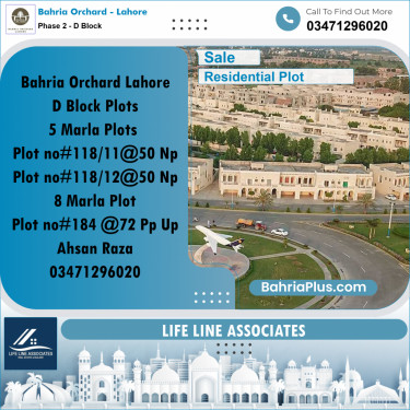 5 Marla Residential Plot for Sale in Phase 2 - D Block -  Bahria Orchard, Lahore - (BP-245141)