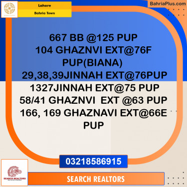 Residential Plot for Sale in Bahria Town, Lahore - (BP-245168)