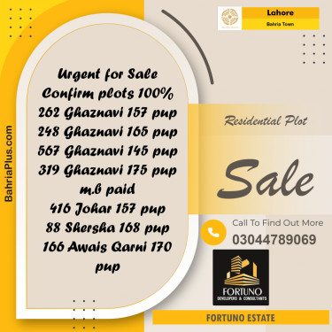 10 Marla Residential Plot for Sale in Bahria Town, Lahore - (BP-245180)