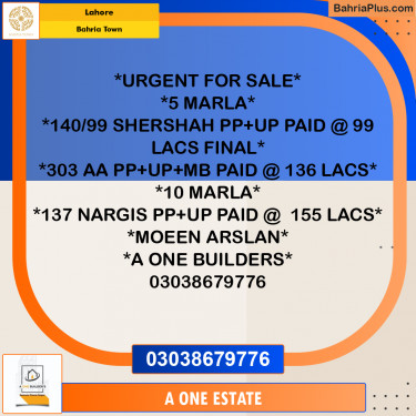 Residential Plot for Sale in Bahria Town, Lahore - (BP-245191)
