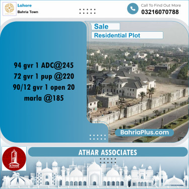 1 Kanal Residential Plot for Sale in Bahria Town, Lahore - (BP-245228)