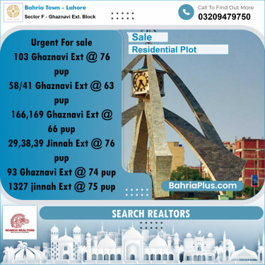 5 Marla Residential Plot for Sale in Sector F - Ghaznavi Ext. Block -  Bahria Town, Lahore - (BP-245229)