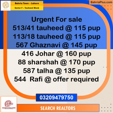 10 Marla Residential Plot for Sale in Sector F - Tauheed Block -  Bahria Town, Lahore - (BP-245232)
