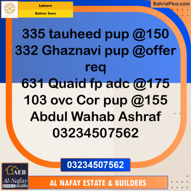 Residential Plot for Sale in Bahria Town, Lahore - (BP-245235)