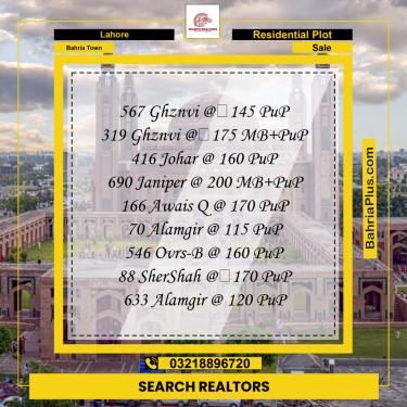 10 Marla Residential Plot for Sale in Bahria Town, Lahore - (BP-245284)