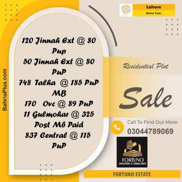 5 Marla Residential Plot for Sale in Bahria Town, Lahore - (BP-245332)