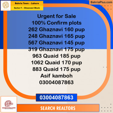 10 Marla Residential Plot for Sale in Sector F - Ghaznavi Block -  Bahria Town, Lahore - (BP-245337)