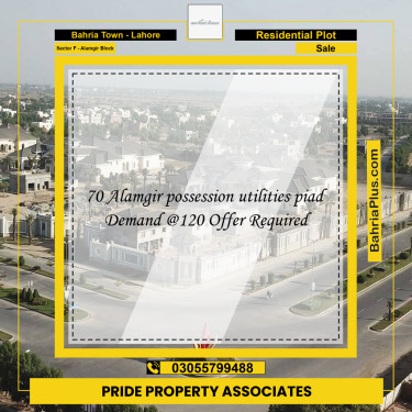 10 Marla Residential Plot for Sale in Sector F - Alamgir Block -  Bahria Town, Lahore - (BP-245343)