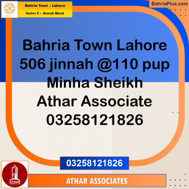 5 Marla Residential Plot for Sale in Sector E - Jinnah Block -  Bahria Town, Lahore - (BP-245403)
