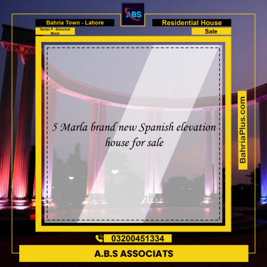 5 Marla Residential House for Sale in Sector F - Shershah Block -  Bahria Town, Lahore - (BP-245417)