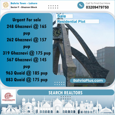 10 Marla Residential Plot for Sale in Sector F - Ghaznavi Block -  Bahria Town, Lahore - (BP-245422)