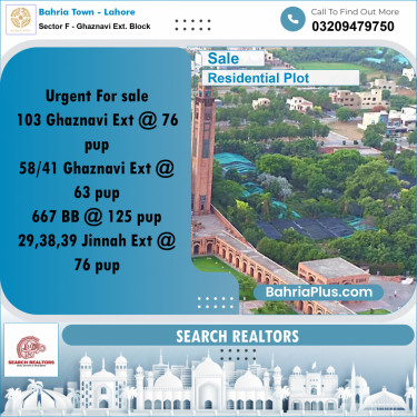 5 Marla Residential Plot for Sale in Sector F - Ghaznavi Ext. Block -  Bahria Town, Lahore - (BP-245425)