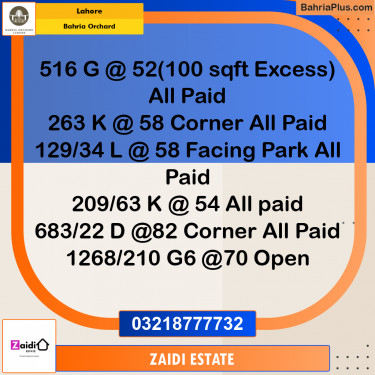 Residential Plot for Sale in Bahria Orchard, Lahore - (BP-245445)