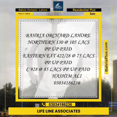 8 Marla Residential Plot for Sale in Phase 2 - C Block -  Bahria Orchard, Lahore - (BP-245455)