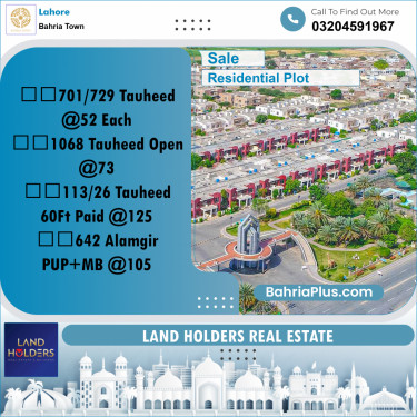 Residential Plot for Sale in Bahria Town, Lahore - (BP-245481)