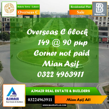 Residential Plot for Sale in Overseas C -  Bahria Town, Lahore - (BP-245575)