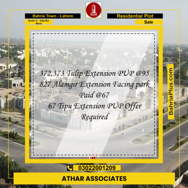 5 Marla Residential Plot for Sale in Sector C - Tulip Ext. Block -  Bahria Town, Lahore - (BP-245601)