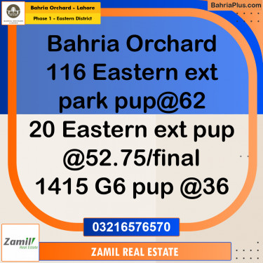 5 Marla Residential Plot for Sale in Phase 1 - Eastern District -  Bahria Orchard, Lahore - (BP-245606)