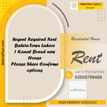 20 Marla Residential House for Rent in Overseas B -  Bahria Town, Lahore - (BP-245818)