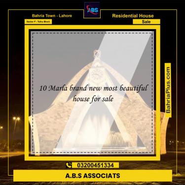 10 Marla Residential House for Sale in Sector F - Talha Block -  Bahria Town, Lahore - (BP-245869)