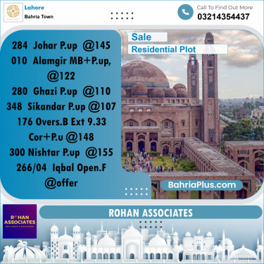 10 Marla Residential Plot for Sale in Bahria Town, Lahore - (BP-246058)