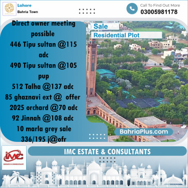 10 Marla Residential Plot for Sale in Bahria Town, Lahore - (BP-246078)