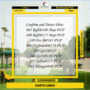 Residential Plot for Sale in Bahria Town, Lahore - (BP-246112)
