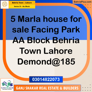 5 Marla Residential House for Sale in Sector D - AA Block -  Bahria Town, Lahore - (BP-246126)
