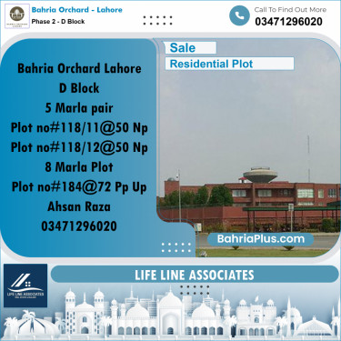 5 Marla Residential Plot for Sale in Phase 2 - D Block -  Bahria Orchard, Lahore - (BP-246131)