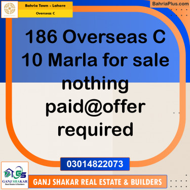 10 Marla Residential Plot for Sale in Overseas C -  Bahria Town, Lahore - (BP-246135)