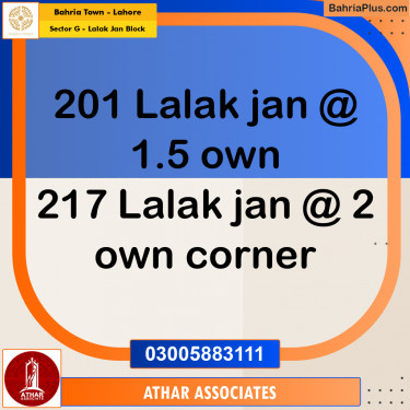 5 Marla Residential Plot for Sale in Sector G - Lalak Jan Block -  Bahria Town, Lahore - (BP-246205)