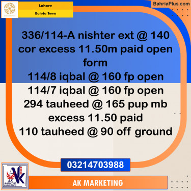 Residential Plot for Sale in Bahria Town, Lahore - (BP-246217)