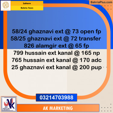 Residential Plot for Sale in Bahria Town, Lahore - (BP-246220)