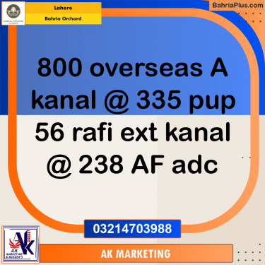 Residential Plot for Sale in Bahria Orchard, Lahore - (BP-246223)