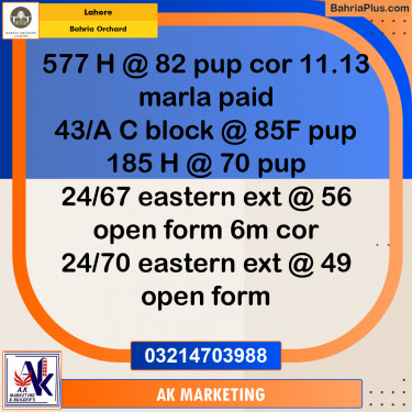 Residential Plot for Sale in Bahria Orchard, Lahore - (BP-246240)